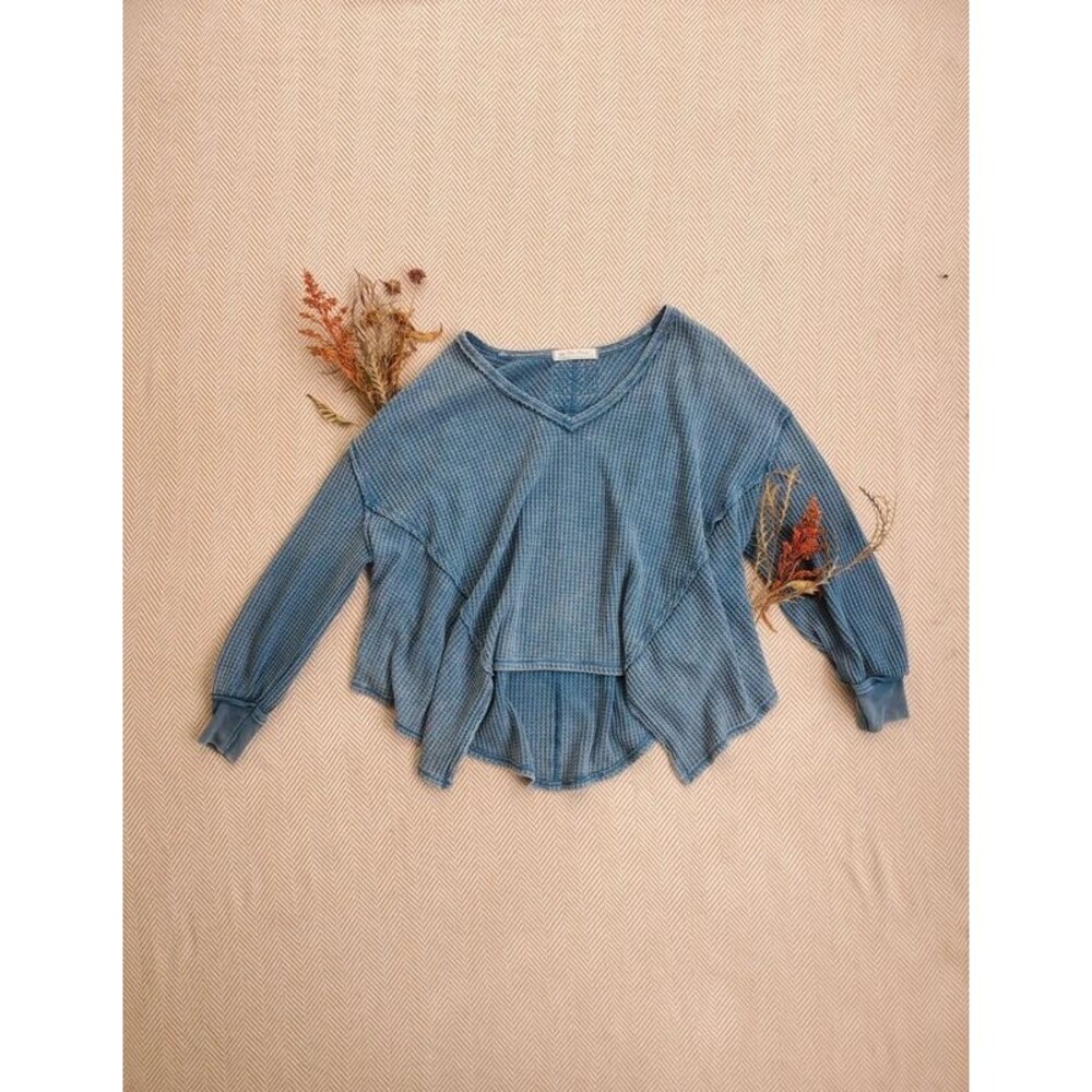 Free People Over Sized Waffle Knit Long Sleeve Size XS